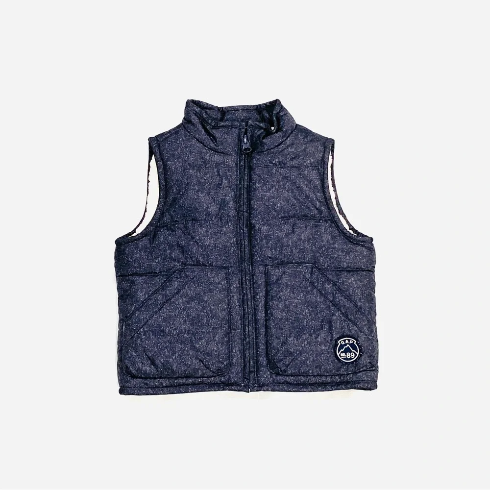 babyGap Blue Grey Sherpa Lined Puffer Vest